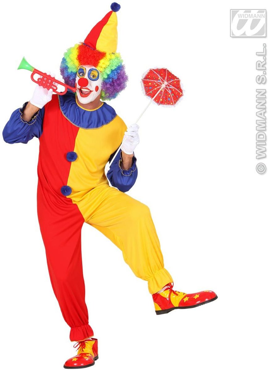 Clown & Nar Kostuum | Vrolijke Clown Bicolour Kostuum Man | Small | Carnaval kostuum | Verkleedkleding